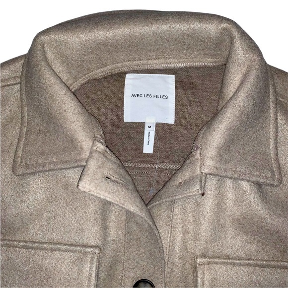 Avec Les Filles size M tan camel boxy button up long sleeve jacket shirt coat - Picture 4 of 12
